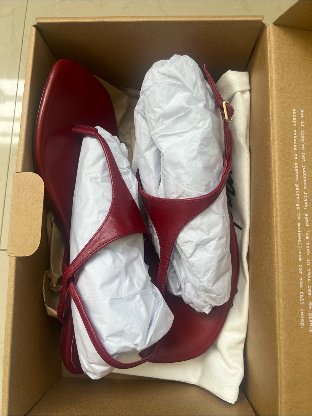 Madewell Red Leather Slingback Thong Kitten-Heel Sandal US 8.5 size - Picture 3 of 3